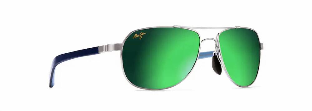 NEW MAUI JIM unisex - guardrails sunglasses in silver blue/ hawaii maui brillian